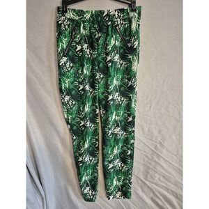 Athleta Green & White Tropical Palm Leaf Print Jogger Pants - Women's‎ Size 0